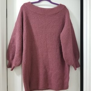 Express Dusty Pink Wide Neck Sweater Dress